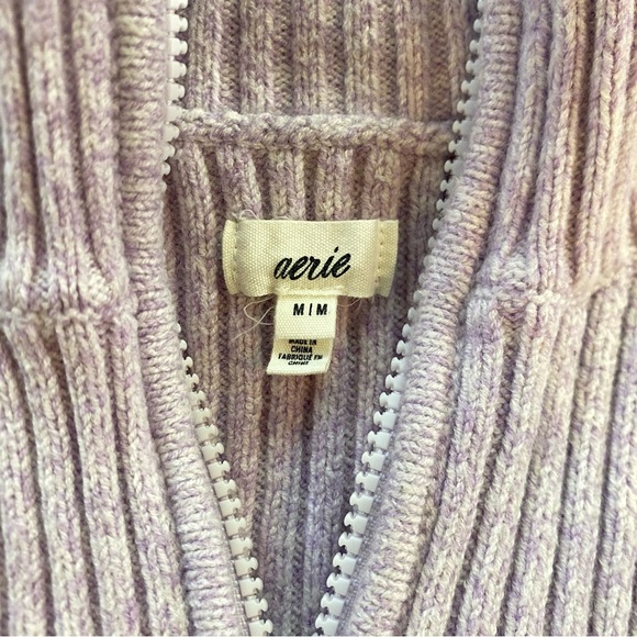 aerie late-night quarter zip sweater in lilac - Picture 6 of 6
